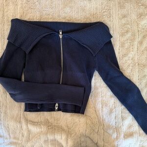 Edikted Blue Off-the-Shoulder Sweater